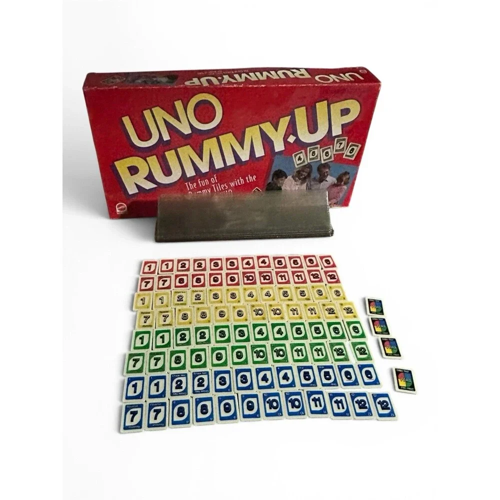 VINTAGE Uno Rummy Up Mattel 1993 Family Game 90's Tiles No Instructions